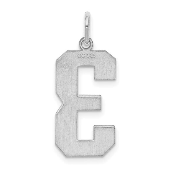 Sterling Silver, Athletic Collection, Large Polished Number 3 Pendant - Picture 3 of 5
